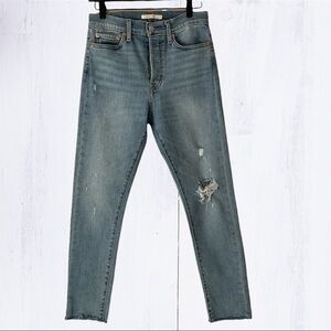 Levi's Wedgie High Rise Skinny Distressed Button Fly Frayed Hem Jeans